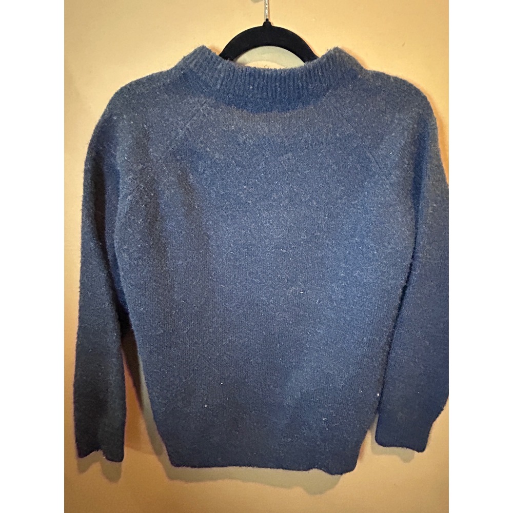 MNG Mango Crewneck Sweater Womens Size S Navy Blue Good Wool Blend Raglan - Picture 3 of 4